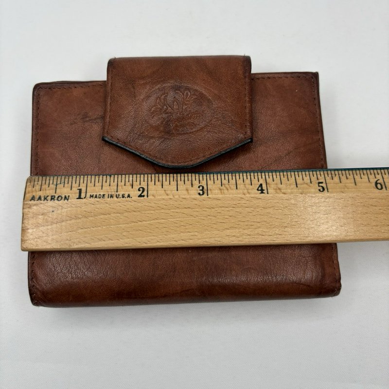 Vintage Buxton Brown "Top Grain Cowhide Leather" Wallet w/ Kiss Lock Coin Purse
