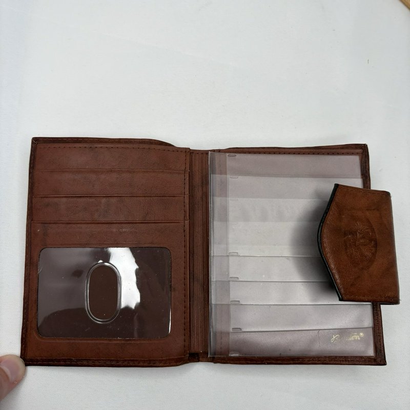 Vintage Buxton Brown "Top Grain Cowhide Leather" Wallet w/ Kiss Lock Coin Purse