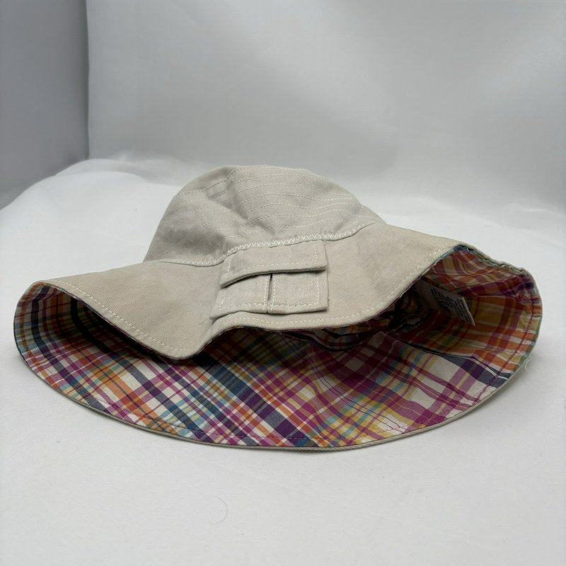 Tommy Hilfiger Bucket Hat Khaki Plaid Cotton Women's L/XL w/ Pocket