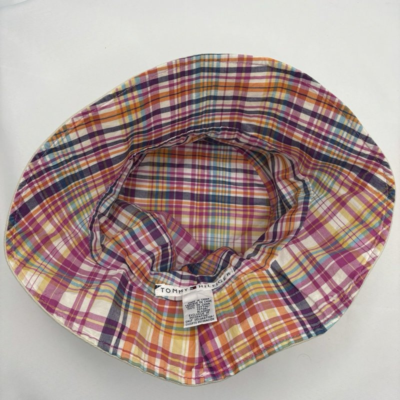 Tommy Hilfiger Bucket Hat Khaki Plaid Cotton Women's L/XL w/ Pocket