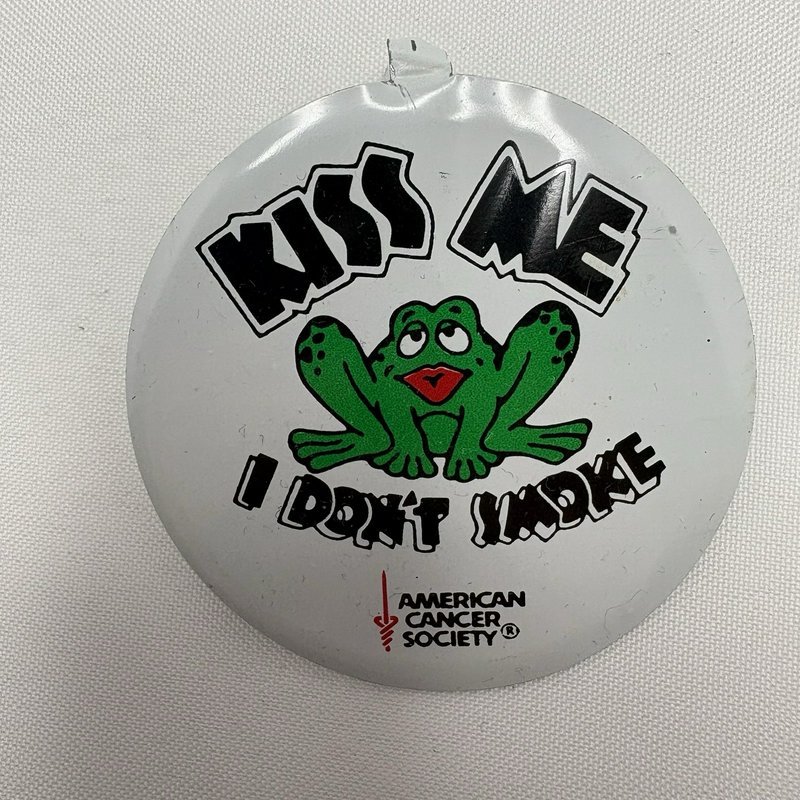 Vintage "Kiss Me I Don’t Smoke" American Cancer Society Frog Pin