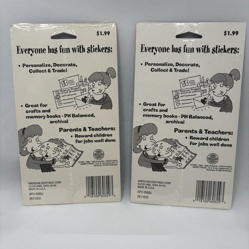 Vintage Pokémon Pikachu Sticker World Sealed Lot 2 Packs 1999 Nintendo