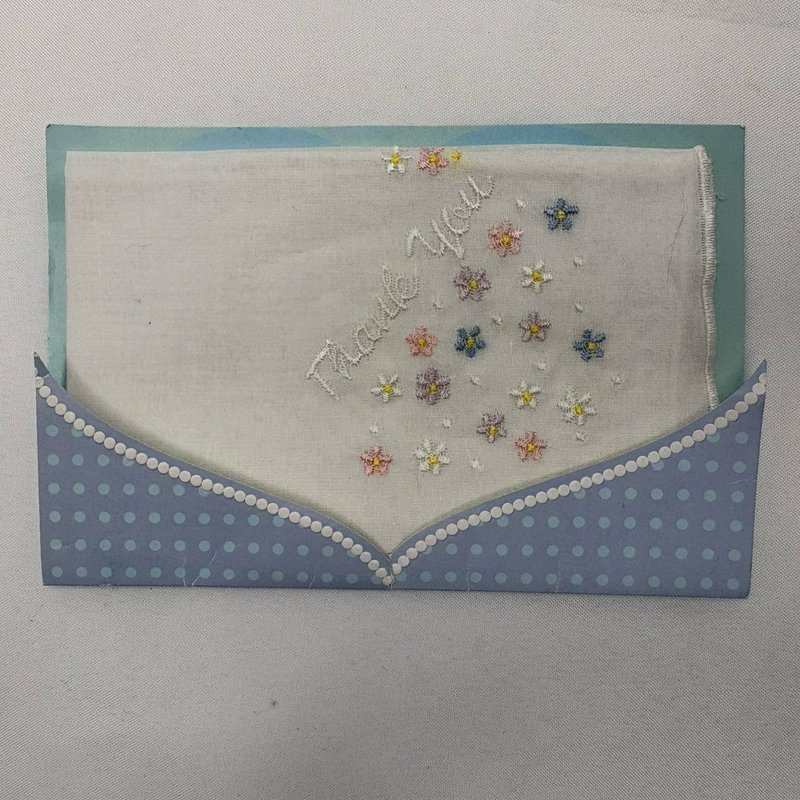 Vintage HankieCard Embroidered Floral Handkerchief Card 100% Cotton