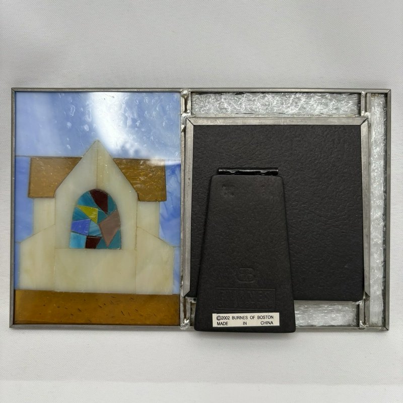 Vintage "Burnes Of Boston" Stained Glass Church Photo Frame Metal 2002