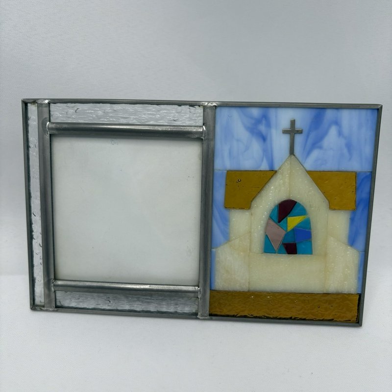 Vintage "Burnes Of Boston" Stained Glass Church Photo Frame Metal 2002