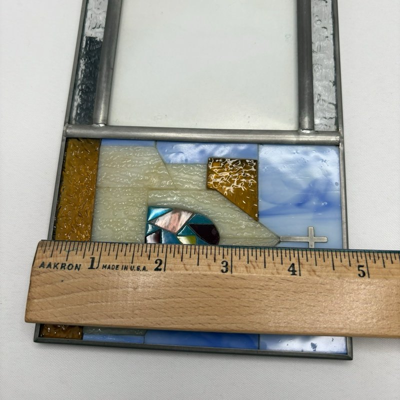 Vintage "Burnes Of Boston" Stained Glass Church Photo Frame Metal 2002