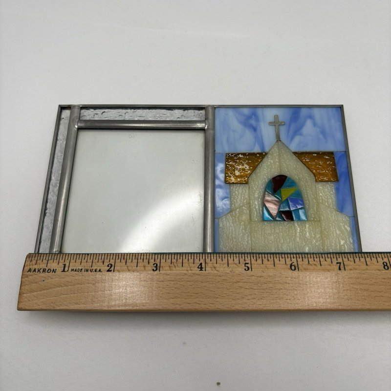 Vintage "Burnes Of Boston" Stained Glass Church Photo Frame Metal 2002