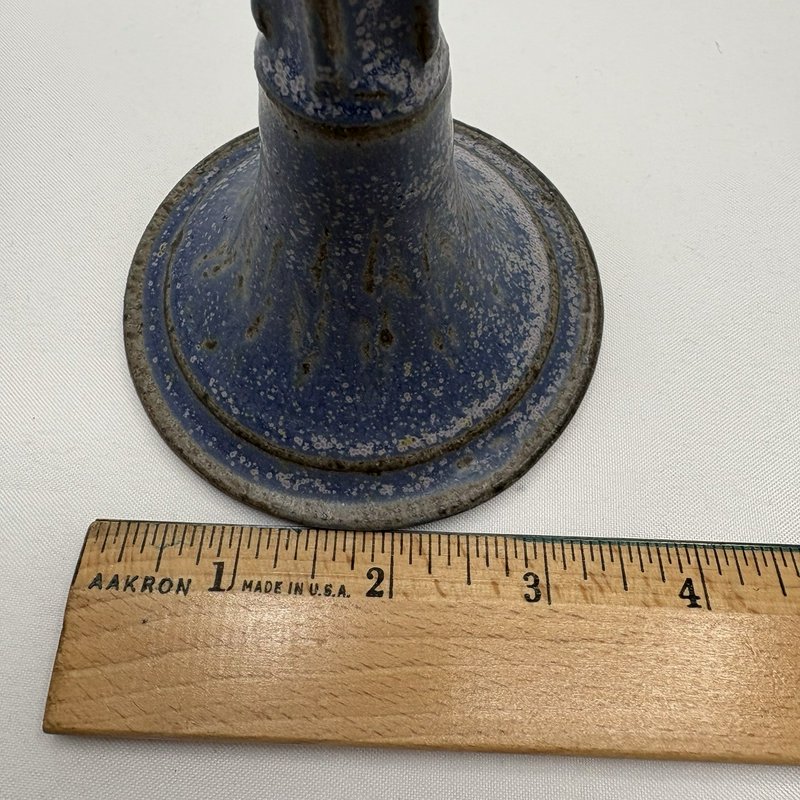 Studio Pottery Candle Holder Blue Brown Drip Glaze Handmade