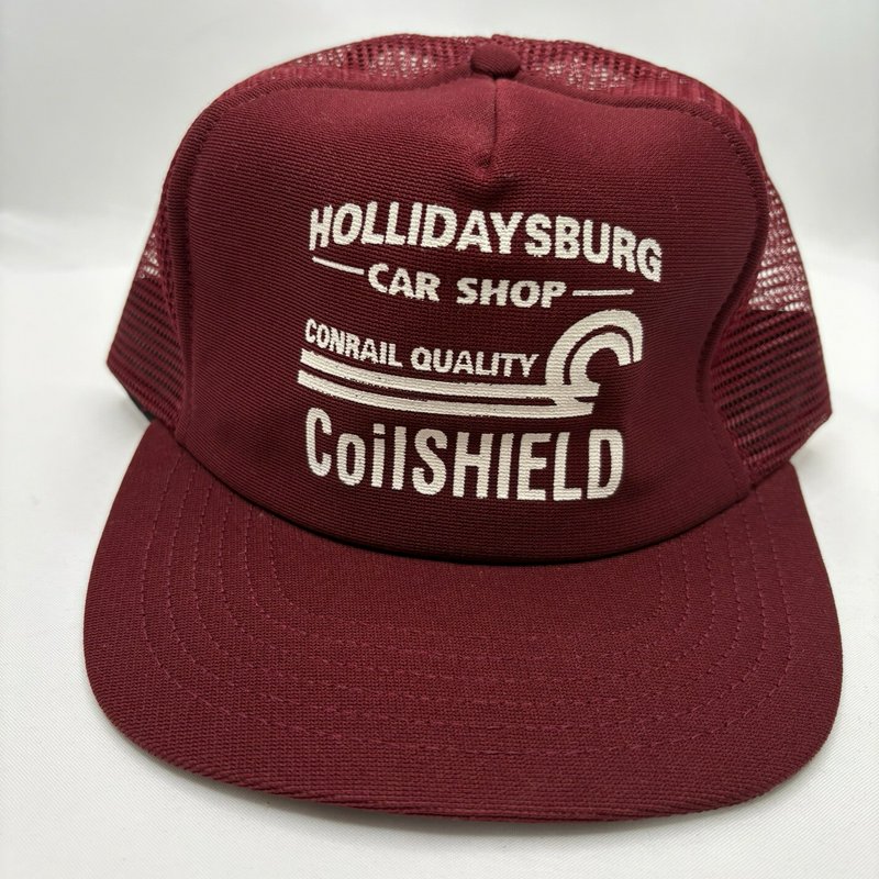 Vintage Conrail Hollidaysburg Car Shop CoilShield Trucker Hat USA Red
