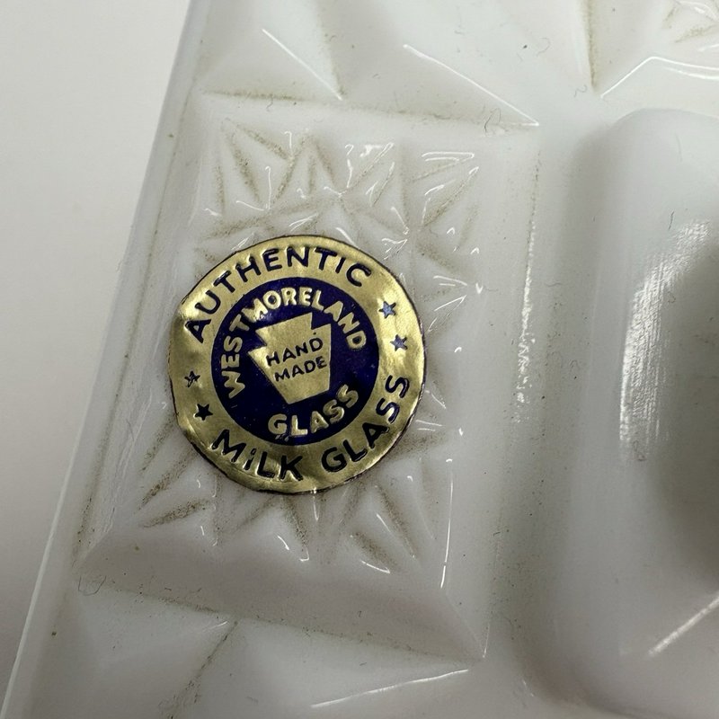 Vintage Westmoreland Milk Glass Covered Dish Paneled Quilt Square Box
