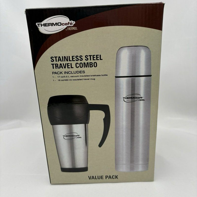 Thermocafe Stainless Steel Thermos Travel Mug & Bottle Combo Set