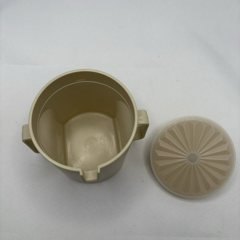 Vintage Tupperware Creamer Sugar Set Yellow Lid Beige Mid Century USA