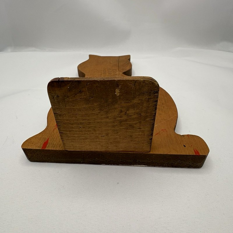 Vintage Folk Art Hand Painted Wood Cat Doorstop Cottagecore Farmhouse