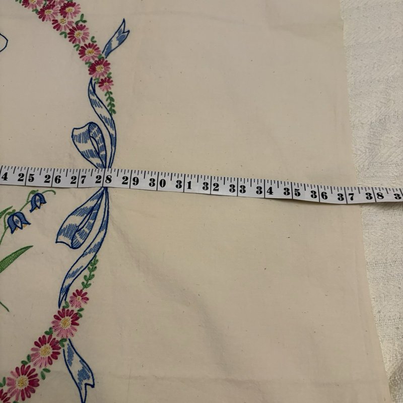 Vintage Feedsack Style Linen Mary Had Little Lamb Embroidered Panel 58x37
