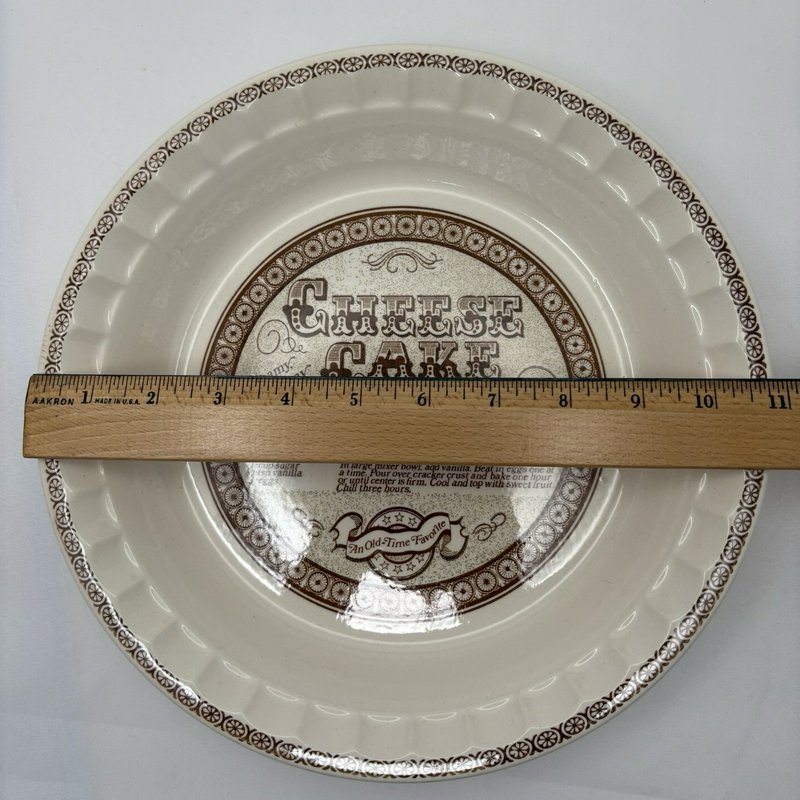 Vintage Royal China Jeannette Cheesecake Recipe Pie Plate 11” USA