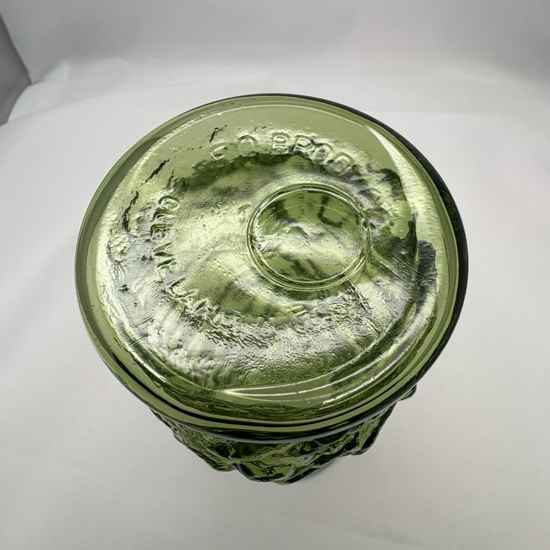 E.O. Brody Green Crinkle Glass Vase 9” Mid Century Modern