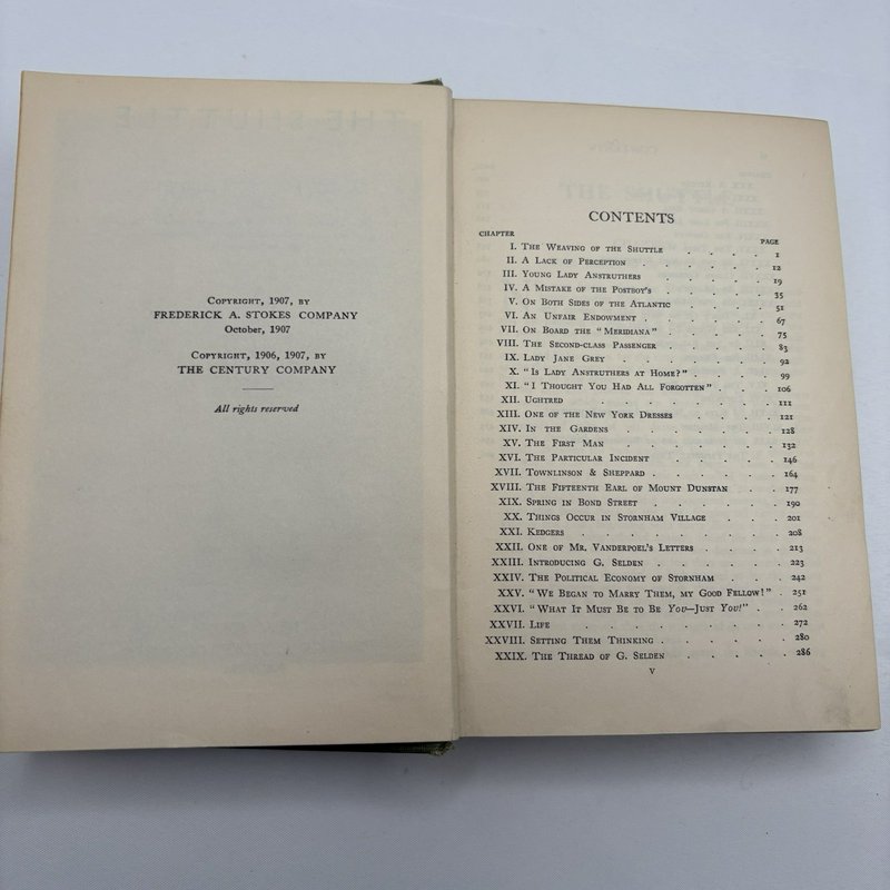 1907 "The Shuttle" Frances Hodgson Burnett Antique Hardcover Book