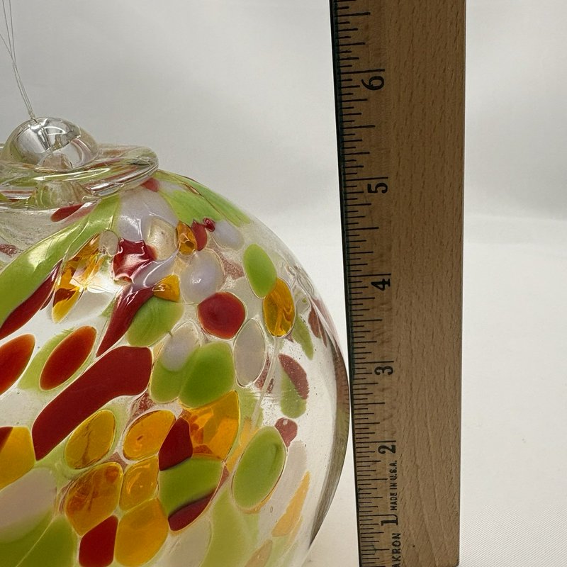 Hand Blown Art Glass Orb Hanging Globe Confetti Multi Color
