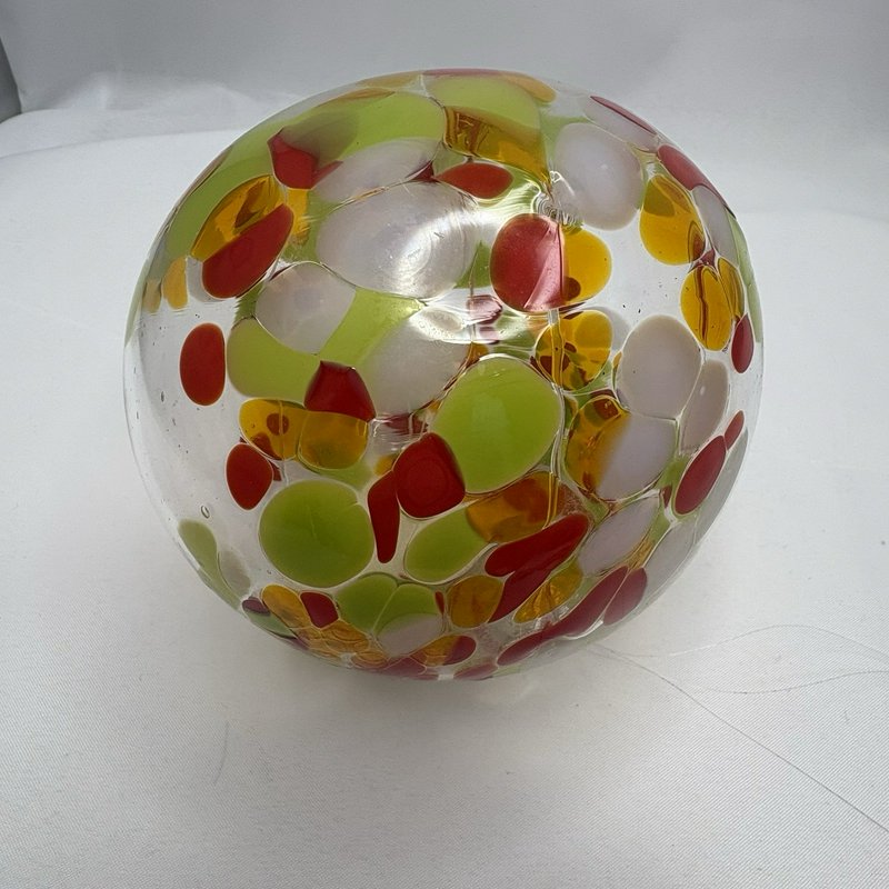 Hand Blown Art Glass Orb Hanging Globe Confetti Multi Color