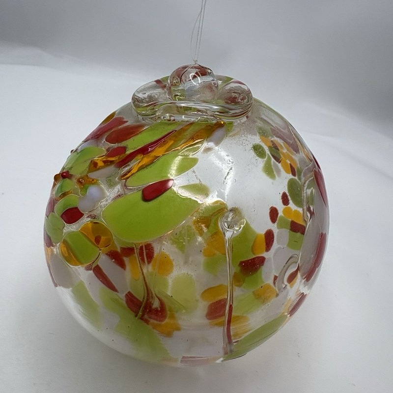 Hand Blown Art Glass Orb Hanging Globe Confetti Multi Color