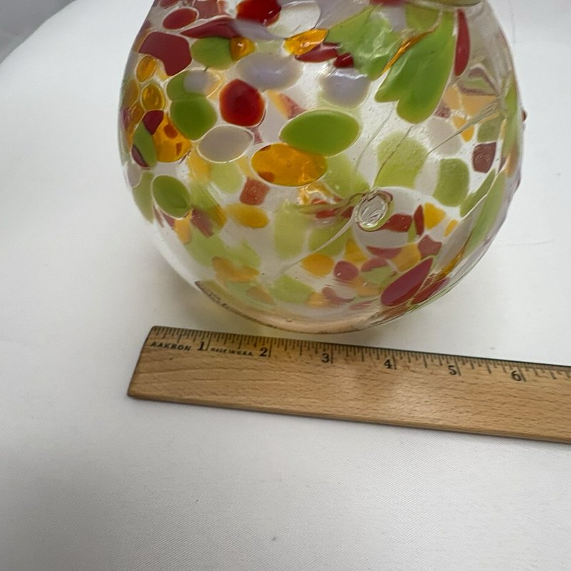 Hand Blown Art Glass Orb Hanging Globe Confetti Multi Color