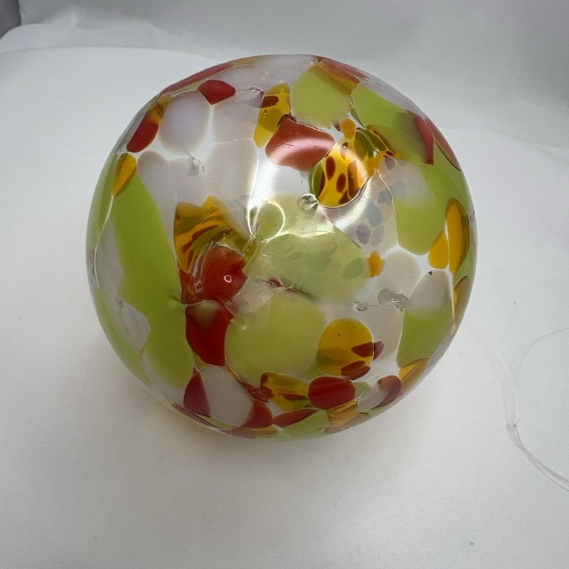 Hand Blown Art Glass Orb Hanging Globe Confetti Multi Color