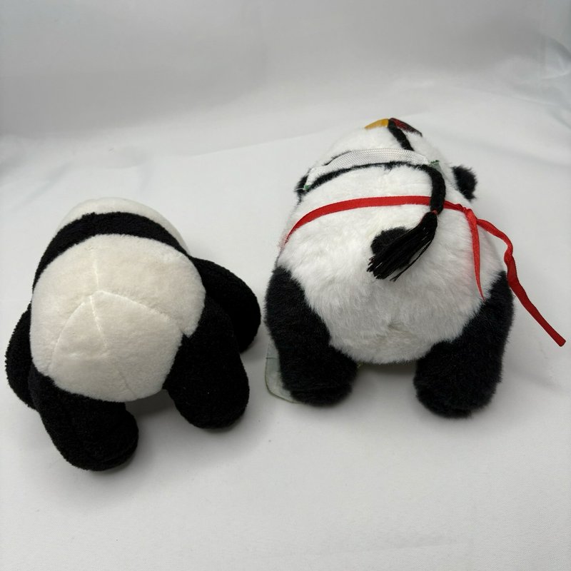 Vintage 70/80s Chinese Panda Plushes Souvenir Stuffed Animals Traditional Outfit
