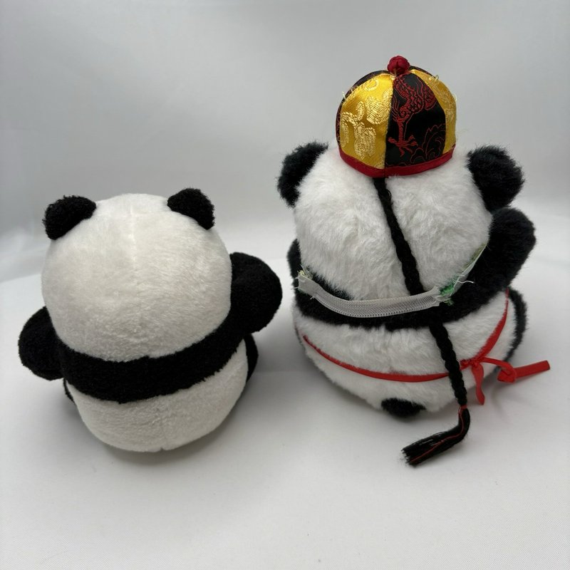 Vintage 70/80s Chinese Panda Plushes Souvenir Stuffed Animals Traditional Outfit