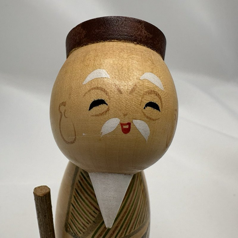 Vintage Japanese Kokeshi Elderly Couple Grandma Grandpa Doll Pair Marked