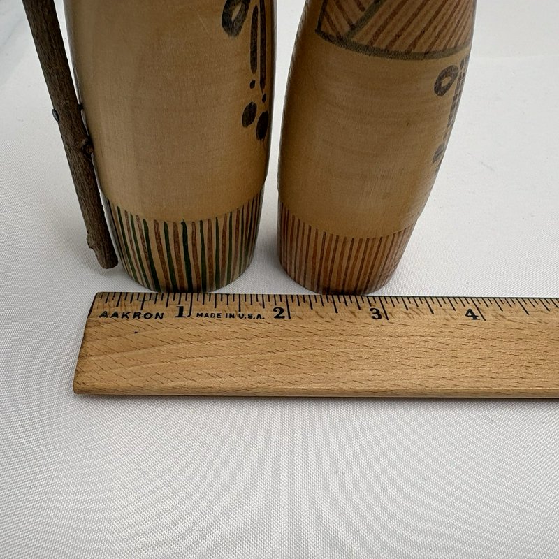 Vintage Japanese Kokeshi Elderly Couple Grandma Grandpa Doll Pair Marked
