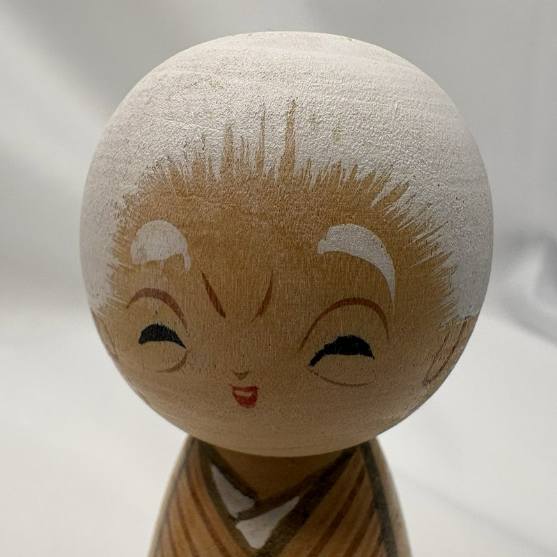 Vintage Japanese Kokeshi Elderly Couple Grandma Grandpa Doll Pair Marked
