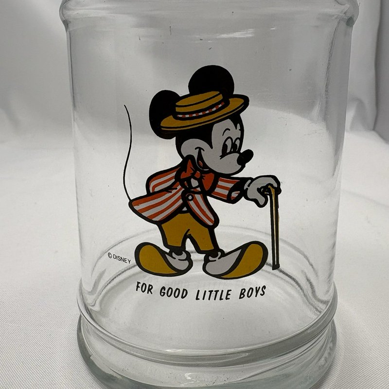 Vintage Mickey Mouse Glass Candy Jar Apothecary Disney "For Good Little Boys"