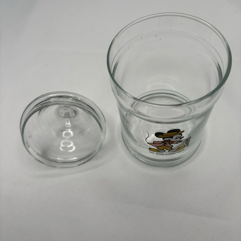 Vintage Mickey Mouse Glass Candy Jar Apothecary Disney "For Good Little Boys"