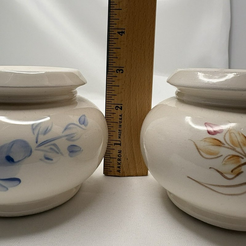 Vintage Hand Painted Lasting Products Pink & Blue Candle Holders Lot of 2