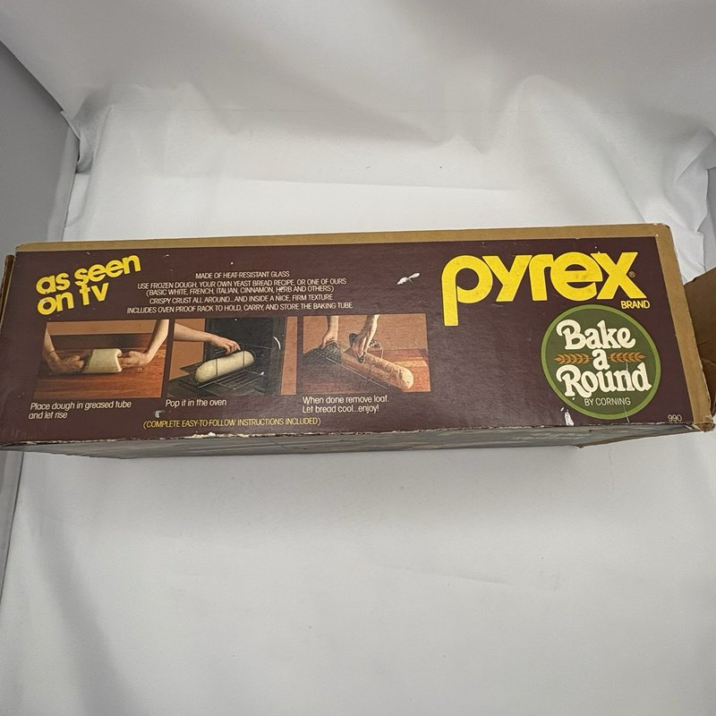 Vintage Corning Pyrex Model 990 "Bake a Round" Bread Baking Tube Rack w/ Box
