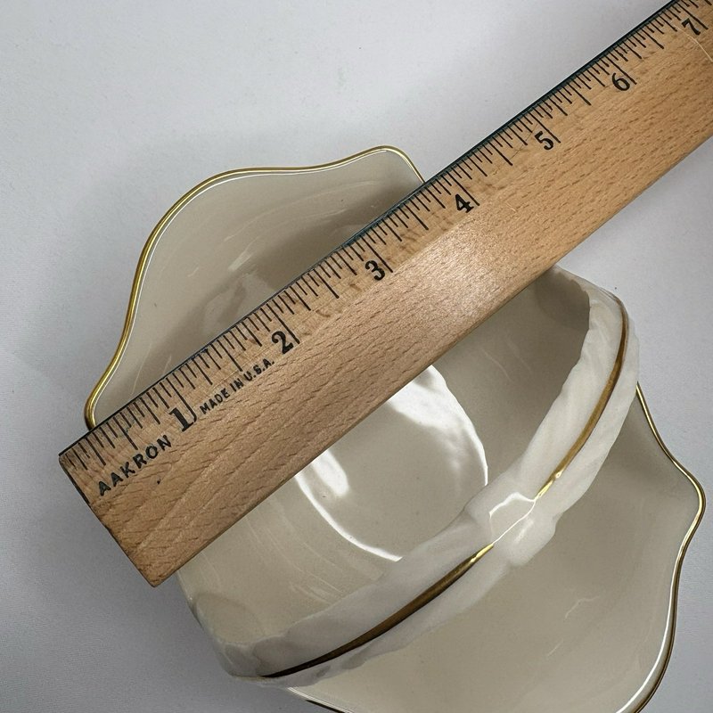 Vintage Lenox Ivory Gold Trim Handled Basket Embossed Candy Dish USA