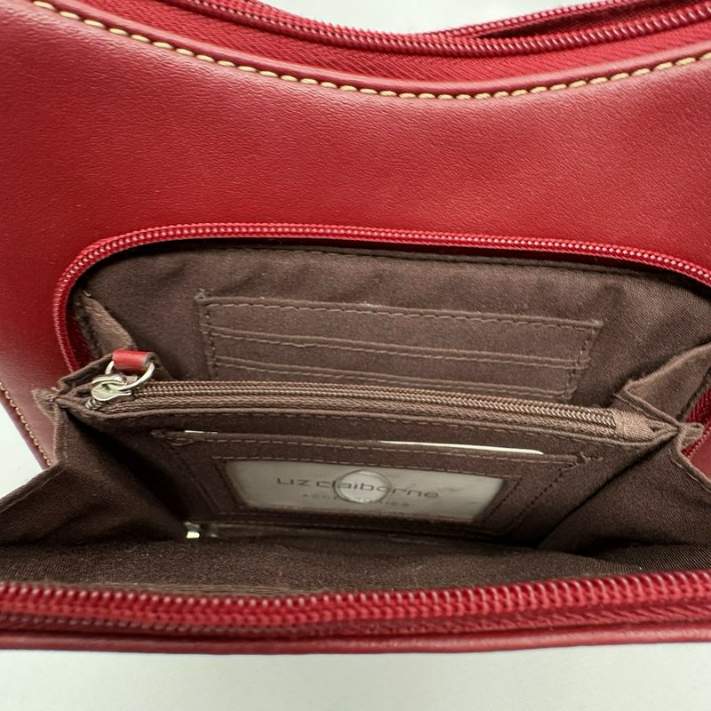 Liz Claiborne Red Faux Leather Crossbody Bag and Wallet Set