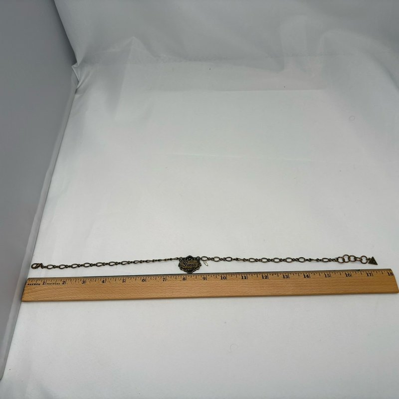 Vintage Guess 90s Y2K Choker Necklace Bronze Pearl Grunge Boho