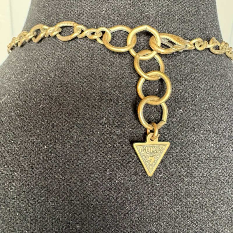 Vintage Guess 90s Y2K Choker Necklace Bronze Pearl Grunge Boho