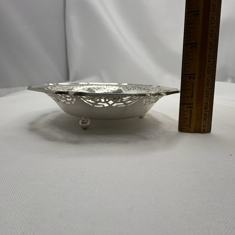 Vintage WMF-Ikora Footed Silver Tone Candy/Nut Dish Openwork Rim Made In Germany