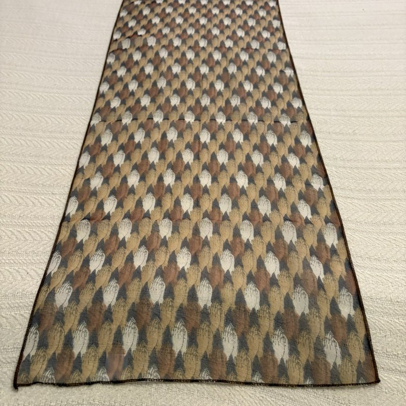 Vintage Praying Hands Scarf Made In Korea Sheer Brown Tan Religious 61x13