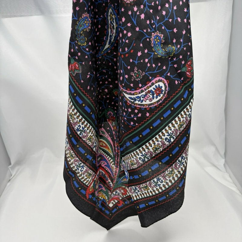 Vintage Italian Paisley Scarf Navy Pink Blue Floral Square 30x30 Made Italy