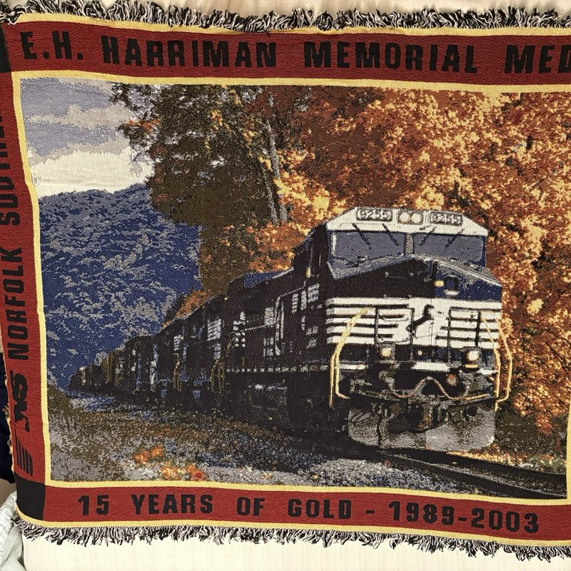 Norfolk Southern E.H. Harriman Memorial Throw Blanket 15 Years Gold 1989-2003