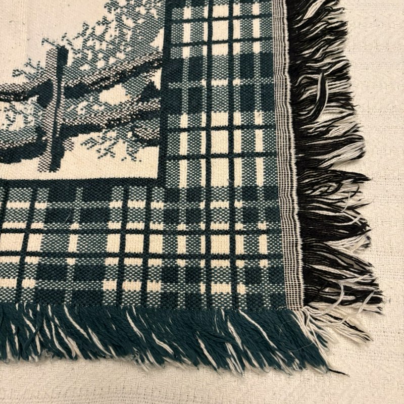 Vintage Winter Sleigh Ride Woven Tapestry Throw Accent Rug Wall Hanging 43x26.5