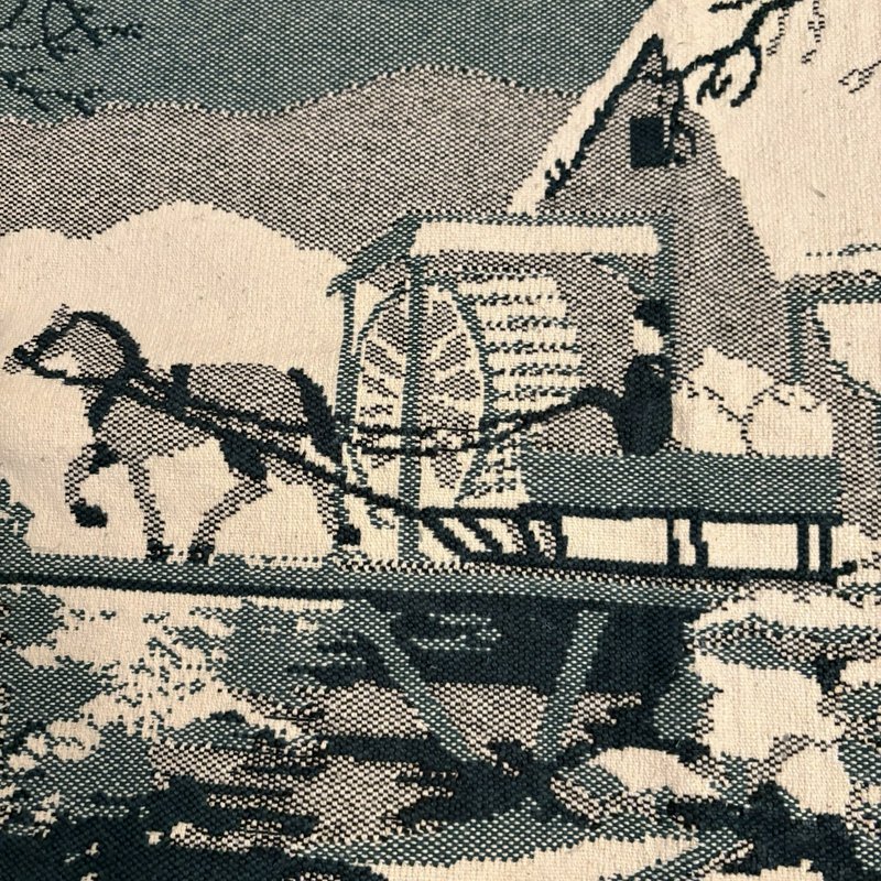 Vintage Winter Sleigh Ride Woven Tapestry Throw Accent Rug Wall Hanging 43x26.5