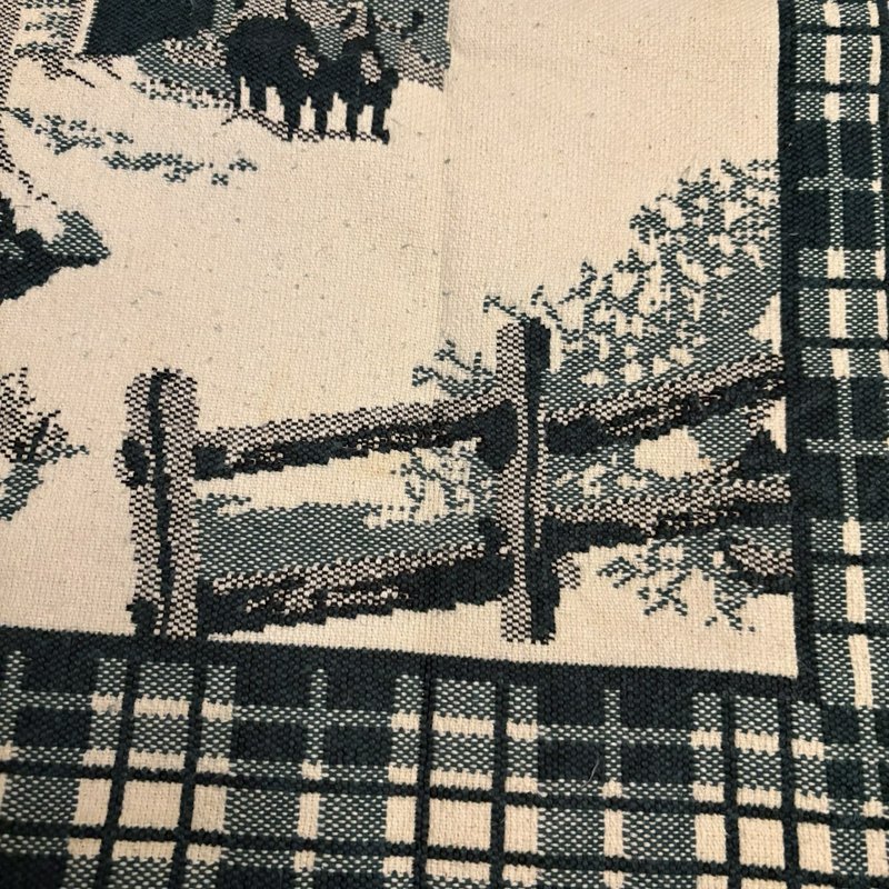 Vintage Winter Sleigh Ride Woven Tapestry Throw Accent Rug Wall Hanging 43x26.5