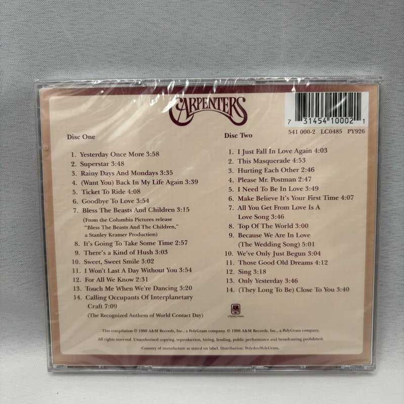 Carpenters Yesterday Once More Greatest Hits 1969-1983 2CD 1998 Sealed New