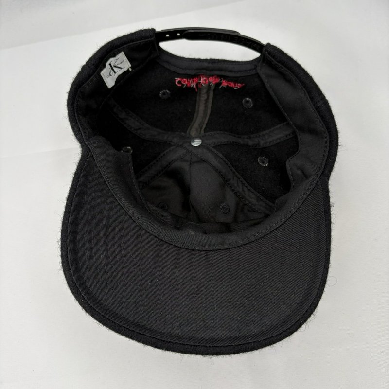 Vintage 90s Calvin Klein Jeans CK Black Wool Blend Strapback Hat Made In USA