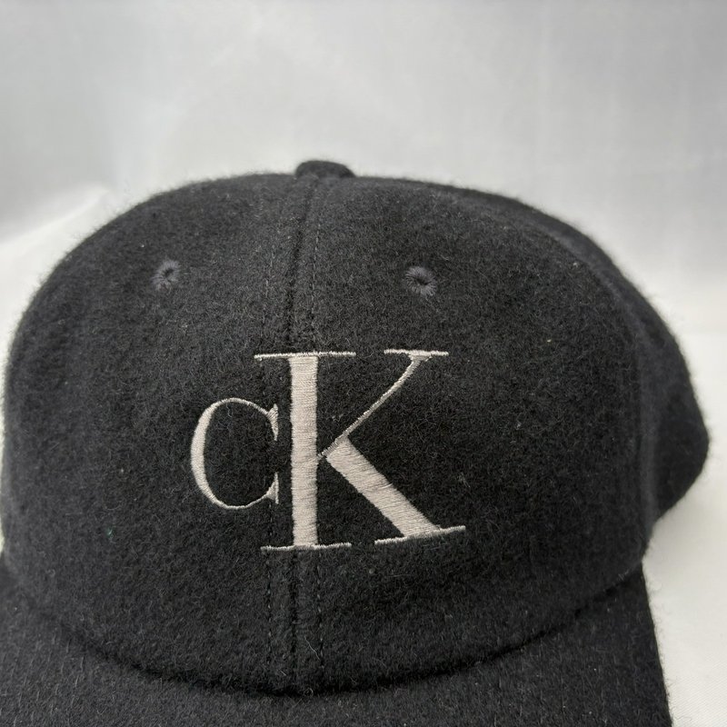 Vintage 90s Calvin Klein Jeans CK Black Wool Blend Strapback Hat Made In USA