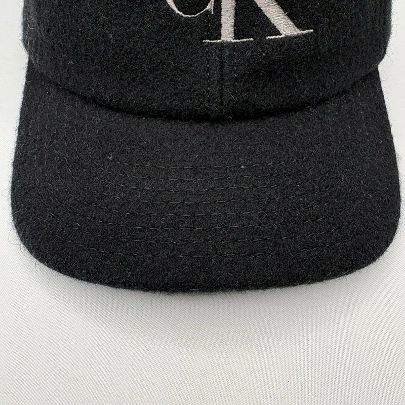 Vintage 90s Calvin Klein Jeans CK Black Wool Blend Strapback Hat Made In USA